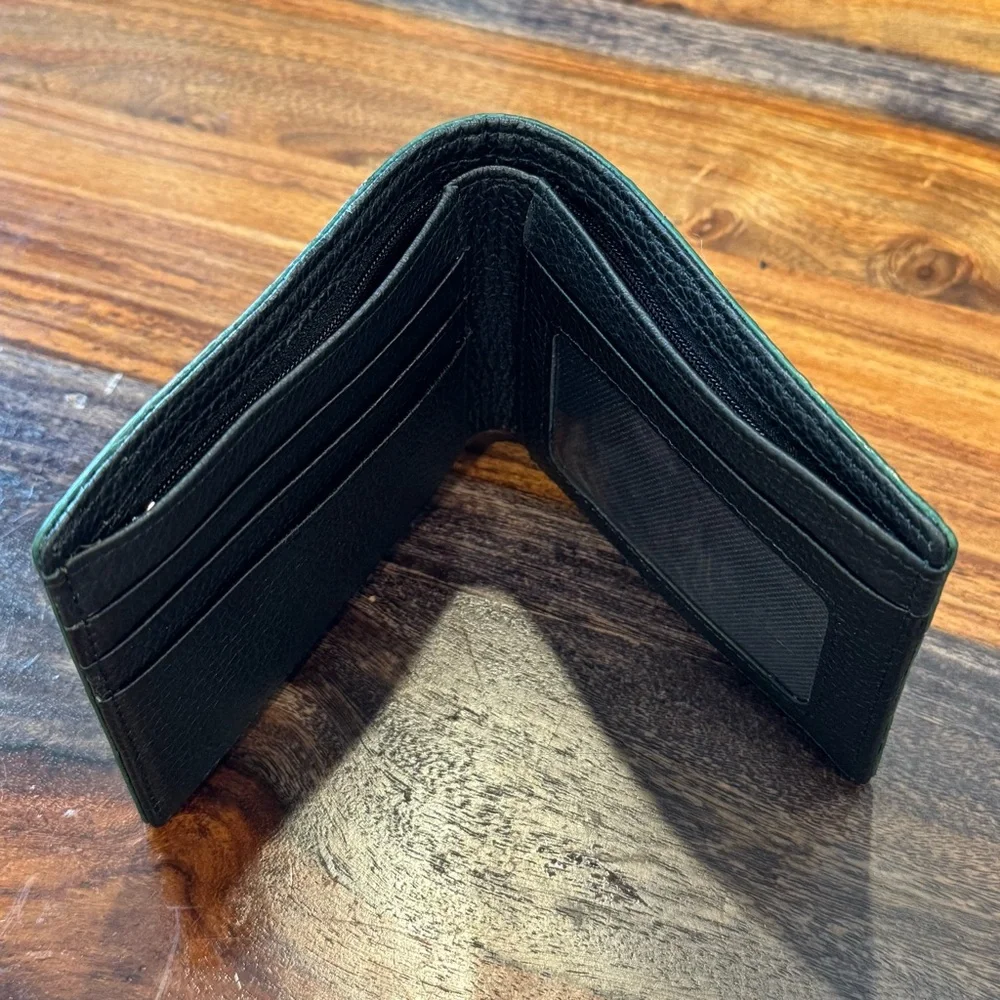 Genuine Croc Leather Wallet Dark Olive Color